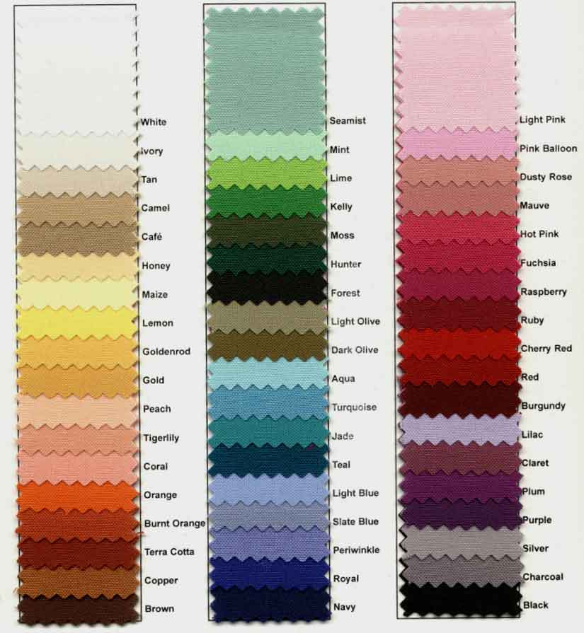 Fabric Color Chart With Codes